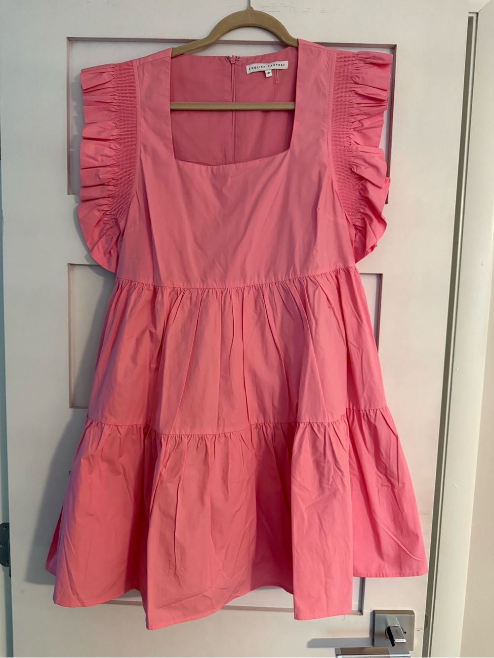 English Factory Hot Pink Ruffle Sleeve Tiered Dress - Picture 2 of 5